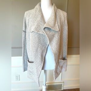 Lucky Brand women's ivory chunky cardigan oversized open front lagenlook sz S